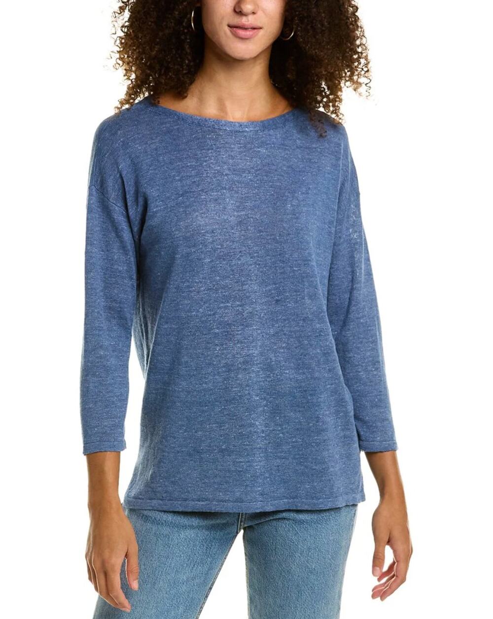 J.McLaughlin Heather Lapis Blue Alva Linen Crewneck Sweater